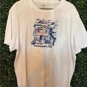 J. Crew White Short Sleeve Provincetown Graphic Tee with Navy Print